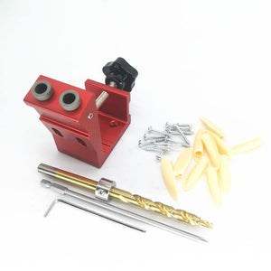Planet Gates 100007505 Red Pocket Hole Drill Guide Dowel Jig Oblique Hole Locator Drilling Kit Aluminium Woodworker DIY Tools With 9mm Drill Bit