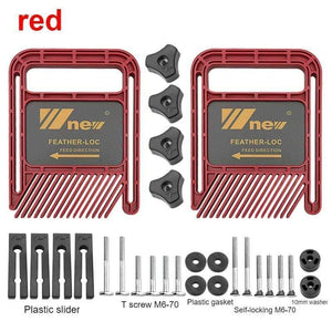Planet Gates 100007505 Red Set Extended Feather Loc Board Set Multi-purpose Woodworking Engraving Machine Double Featherboards Miter Gauge Slot DIY Tools