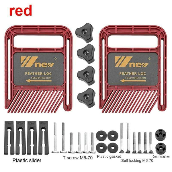 Planet Gates 100007505 Red Set Extended Feather Loc Board Set Multi-purpose Woodworking Engraving Machine Double Featherboards Miter Gauge Slot DIY Tools