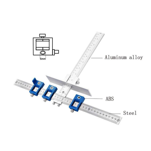Planet Gates 100007505 SET 2 Furniture Adjustable Drilling Dowelling Hole Saw Locator Woodworking Joinery Hand Tool Multi-function Drill Punch Locator