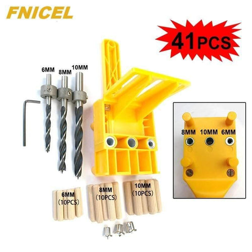 Planet Gates 100007505 Set A 41pcs/set Drill Guide Kit Dowel Bit Set Jig 6mm 8mm 10mm E,L,T Joints Alignment Pins Doweling Jig Hole Saw Tools