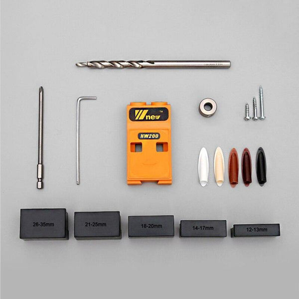 Planet Gates 100007505 SET A Pocket Hole Jig Kit System Woodworking Inclined Hole Locator Puncher Locator W/ Step Drill Bit & Accessories