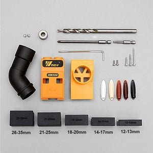 Planet Gates 100007505 SET B Pocket Hole Jig Kit System Woodworking Inclined Hole Locator Puncher Locator W/ Step Drill Bit & Accessories