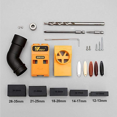 Planet Gates 100007505 SET B Pocket Hole Jig Kit System Woodworking Inclined Hole Locator Puncher Locator W/ Step Drill Bit & Accessories