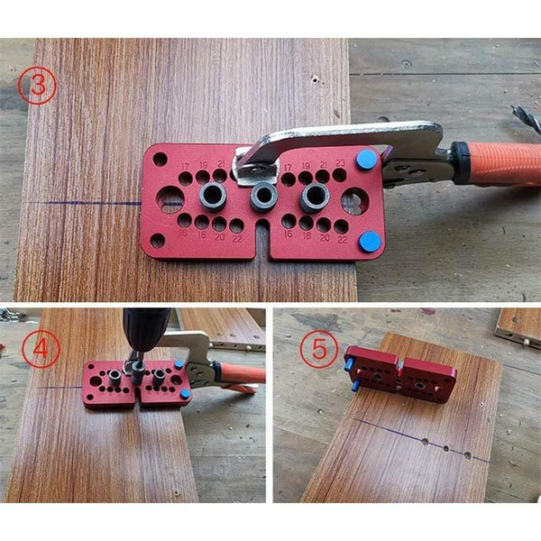 Planet Gates 100007505 Woodworking 3 In 1locator Punch Hole Opener Dowel Punch Woodworking DIY Tools (Red)