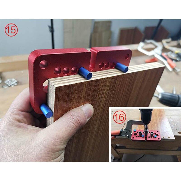 Planet Gates 100007505 Woodworking 3 In 1locator Punch Hole Opener Dowel Punch Woodworking DIY Tools (Red)