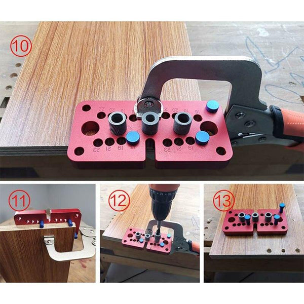 Planet Gates 100007505 Woodworking 3 In 1locator Punch Hole Opener Dowel Punch Woodworking DIY Tools (Red)