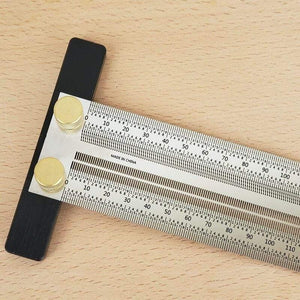 Planet Gates 100007505 Woodworking Scribe 180-400mm T-type Ruler Hole Scribing ruler crossed-out tool Line Drawing Marking Gauge DIY Measuring Tool