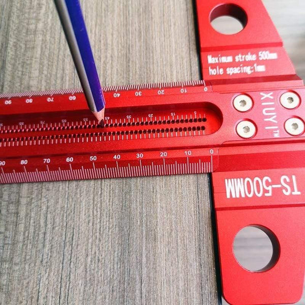 Planet Gates 100007505 Woodworking Scribe 60-600mm T-type Ruler Scribing Ruler Aluminum Alloy Line Drawing Marking Gauge DIY Measuring Tools