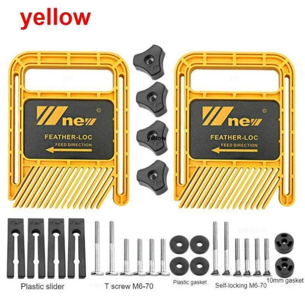 Planet Gates 100007505 Yellow Set A Extended Feather Loc Board Set Multi-purpose Woodworking Engraving Machine Double Featherboards Miter Gauge Slot DIY Tools