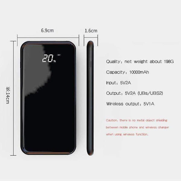 Planet Gates 10000mAh Qi Wireless Charger Dual USB Power Bank for iPhone 8/X for Samsung S8 Portable External Battery Powerbank Charging