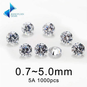 Planet Gates 1000pcs AAAAA Grade White 0.8~5.0mm Cubic Zirconia Stone Round Cut Loose CZ Stone Synthetic Gems For Jewelry