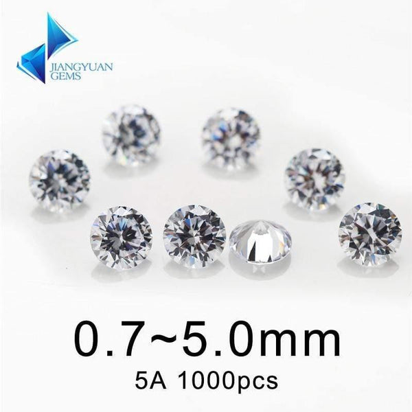 Planet Gates 1000pcs AAAAA Grade White 0.8~5.0mm Cubic Zirconia Stone Round Cut Loose CZ Stone Synthetic Gems For Jewelry
