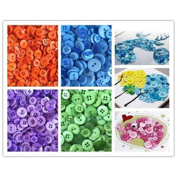 Planet Gates 1000pcs Assorted Mixed Resin Buttons Arts Crafts Card Making Scrapbooking Sewing 9mm-20mm Bright/Chritsmas/Pastel/Primary Mix