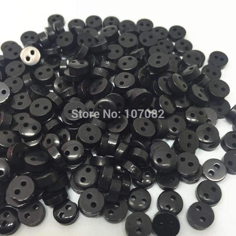 Planet Gates 1000pcs Black Color 6mm Mini Tiny Buttons Resin Round 2 Holes Sewing Button For Scrapbooking Embellishments Doll Clothes Botones