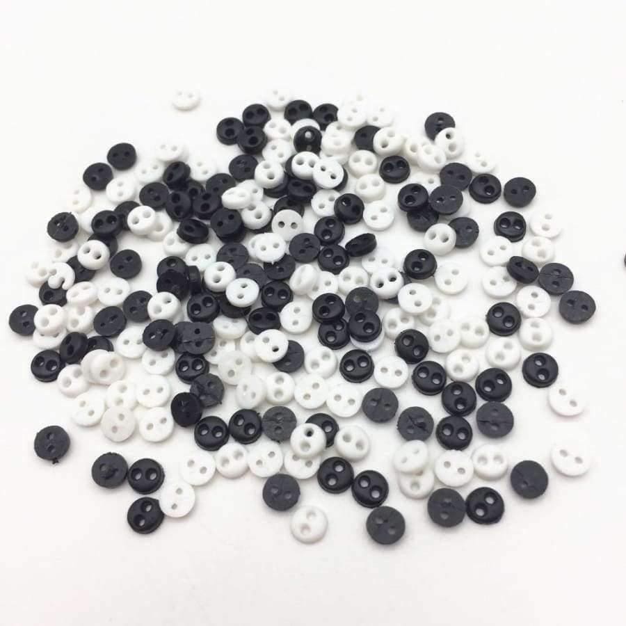 Planet Gates 1000pcs Black White Mix 4mm Tiny Mini Buttons Plastic Round 2 Holes Doll Clothing Button Embellishments DIY Sewing Scrapbooking