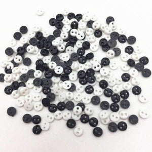 Planet Gates 1000pcs Black White Mix 4mm Tiny Mini Buttons Plastic Round 2 Holes Doll Clothing Button Embellishments DIY Sewing Scrapbooking