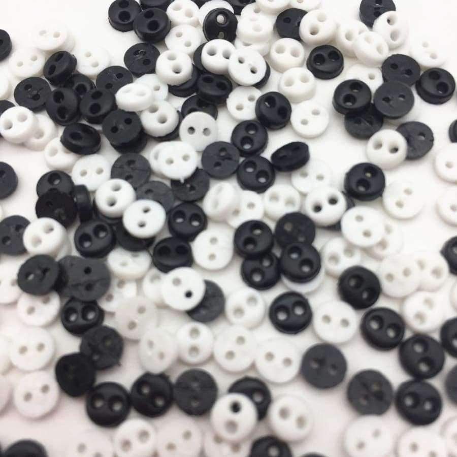Planet Gates 1000pcs Black White Mix 4mm Tiny Mini Buttons Plastic Round 2 Holes Doll Clothing Button Embellishments DIY Sewing Scrapbooking