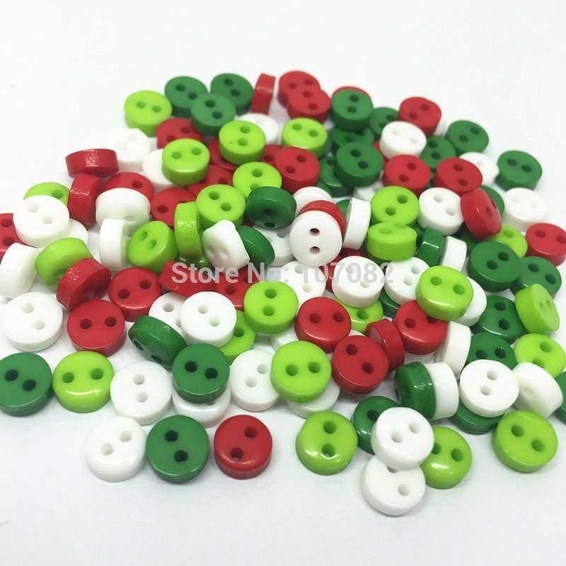 Planet Gates 1000pcs Christmas Mixed RED WHITE GREEN 6mm Mini Tiny Buttons Resin Round Sewing Accessories Button Fit Scrapbooking Cardmaking