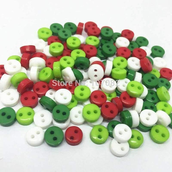 Planet Gates 1000pcs Christmas Mixed RED WHITE GREEN 6mm Mini Tiny Buttons Resin Round Sewing Accessories Button Fit Scrapbooking Cardmaking