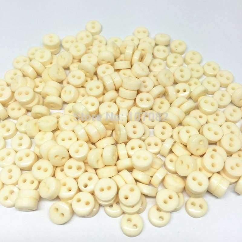 Planet Gates 1000Pcs/lot 6mm Mini Tiny Resin DIY Buttons Round Sewing Button For Scrapbooking Embellishments Ivory Color