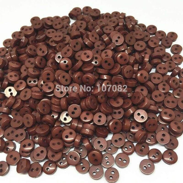 Planet Gates 1000Pcs/lot  Brown 6mm Round Resin Mini Tiny Buttons Sewing Accessories Embellishments BUTTON
