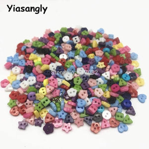 Planet Gates 1000pcs Mixed 6mm Mini Tiny Buttons Heart Flower Star Resin Round Sewing Doll Clothes Button Embellishments Scrapbook Cardmaking