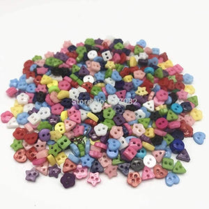 Planet Gates 1000pcs Mixed 6mm Mini Tiny Buttons Heart Flower Star Resin Round Sewing Doll Clothes Button Embellishments Scrapbook Cardmaking