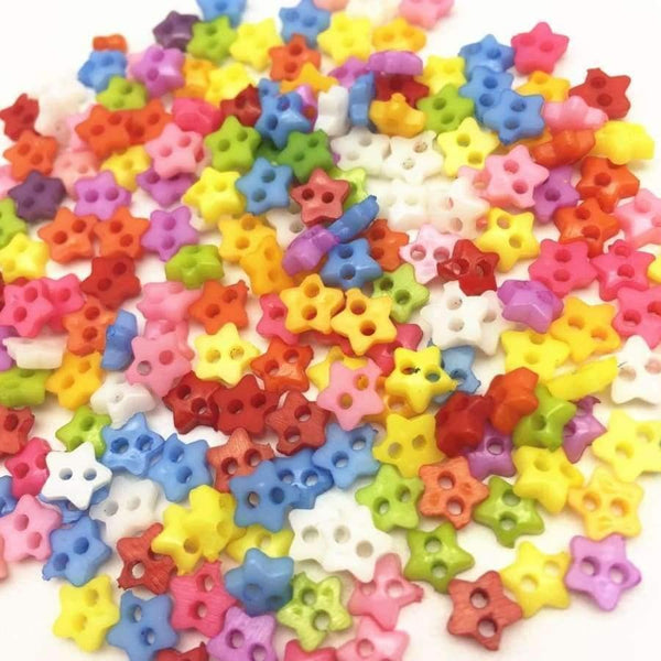 Planet Gates 1000pcs Mixed 6mm Mini Tiny Buttons Plastic Star Shape Sewing Doll Clothes 2 Holes Button Embellishments Scrapbooking Cardmaking