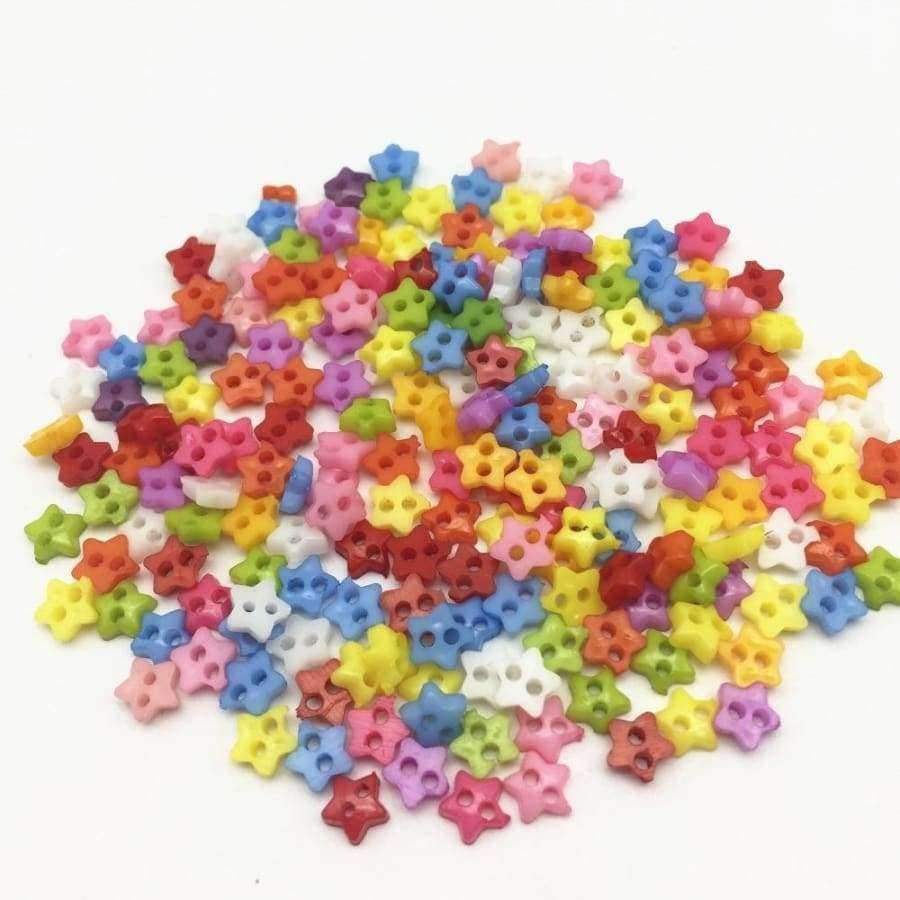 Planet Gates 1000pcs Mixed 6mm Mini Tiny Buttons Plastic Star Shape Sewing Doll Clothes 2 Holes Button Embellishments Scrapbooking Cardmaking