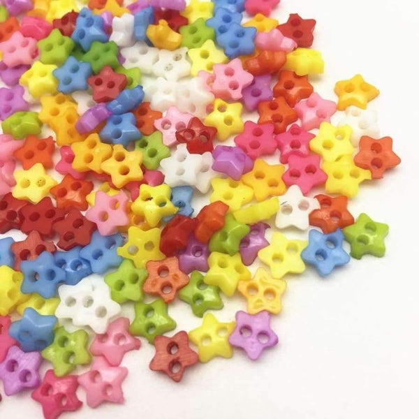 Planet Gates 1000pcs Mixed 6mm Mini Tiny Buttons Plastic Star Shape Sewing Doll Clothes 2 Holes Button Embellishments Scrapbooking Cardmaking