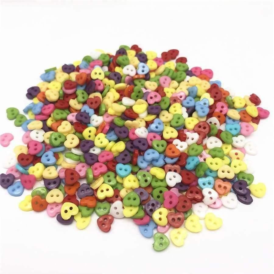 Planet Gates 1000pcs Mixed 6mm Mini Tiny Heart Shape Buttons Plastic Sewing Doll Clothes 2 Holes Button Embellishments Scrapbook Cardmaking