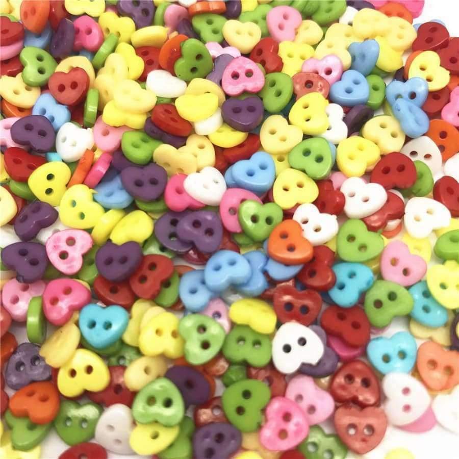 Planet Gates 1000pcs Mixed 6mm Mini Tiny Heart Shape Buttons Plastic Sewing Doll Clothes 2 Holes Button Embellishments Scrapbook Cardmaking