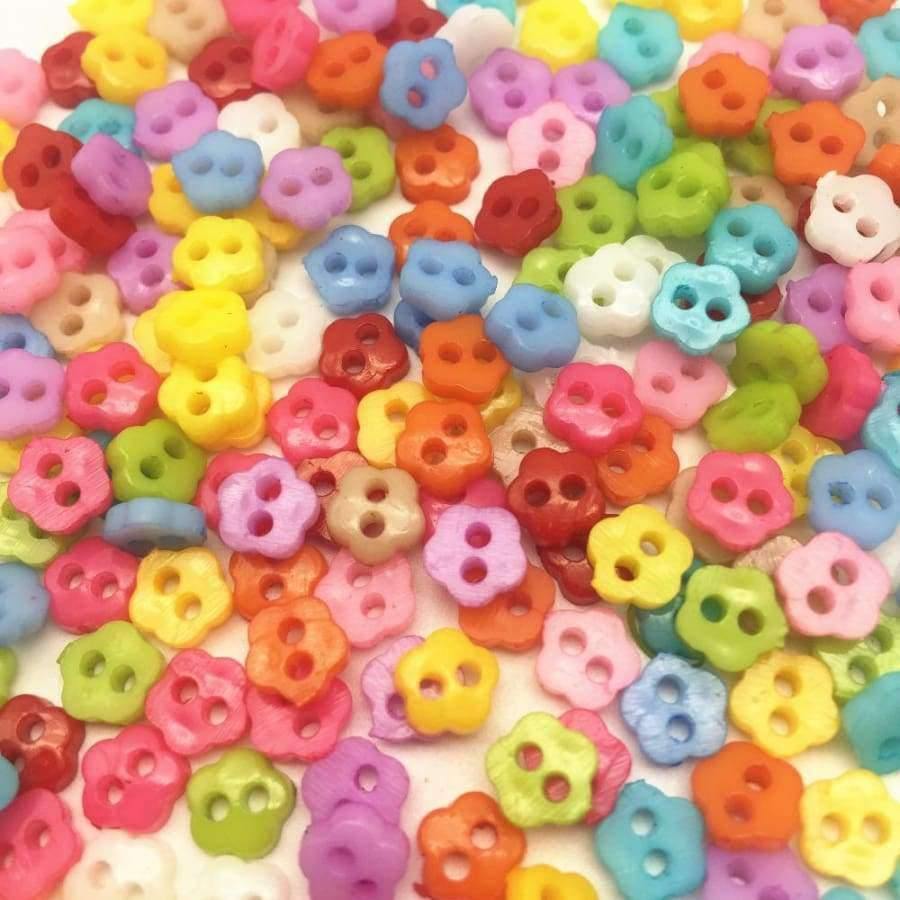 Planet Gates 1000pcs Mixed 6mm Mini Tiny Plastic Flower Buttons Sewing 2 Holes Button Embellishments Scrapbooking Cardmaking