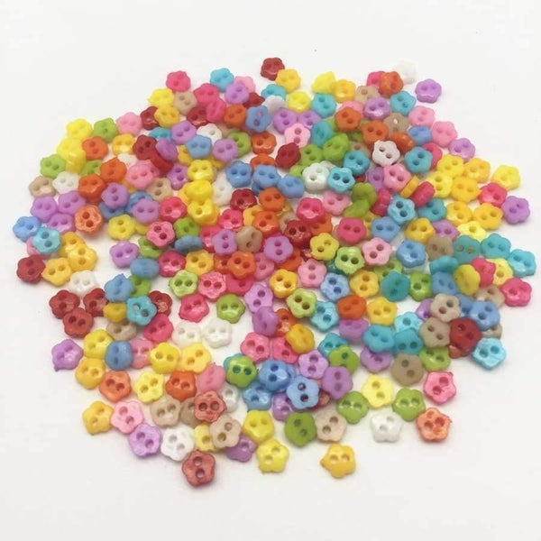 Planet Gates 1000pcs Mixed 6mm Mini Tiny Plastic Flower Buttons Sewing 2 Holes Button Embellishments Scrapbooking Cardmaking