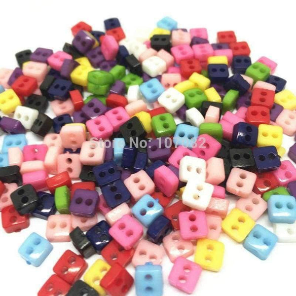 Planet Gates 1000pcs Mixed 6mm Mini Tiny Plastic Square Buttons Sewing Doll Clothes 2 Holes Button Embellishments Scrapbook Cardmaking