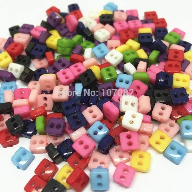 Planet Gates 1000pcs Mixed 6mm Mini Tiny Plastic Square Buttons Sewing Doll Clothes 2 Holes Button Embellishments Scrapbook Cardmaking