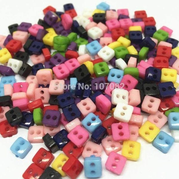 Planet Gates 1000pcs Mixed 6mm Mini Tiny Plastic Square Buttons Sewing Doll Clothes 2 Holes Button Embellishments Scrapbook Cardmaking