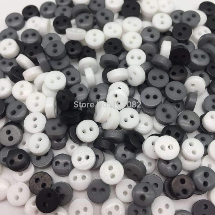 Planet Gates 1000pcs Mixed Black White Grey 6mm Mini Tiny Buttons Resin Round 2 Holes Sewing Doll Clothes Button Scrapbooking Embellishments