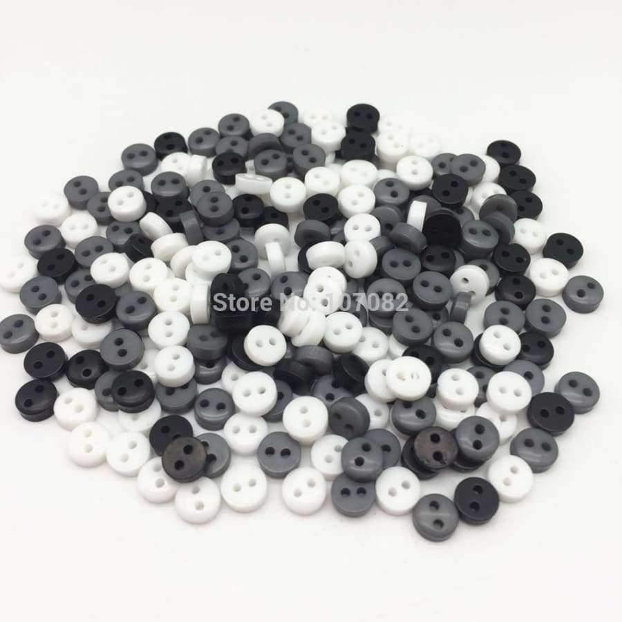 Planet Gates 1000pcs Mixed Black White Grey 6mm Mini Tiny Buttons Resin Round 2 Holes Sewing Doll Clothes Button Scrapbooking Embellishments