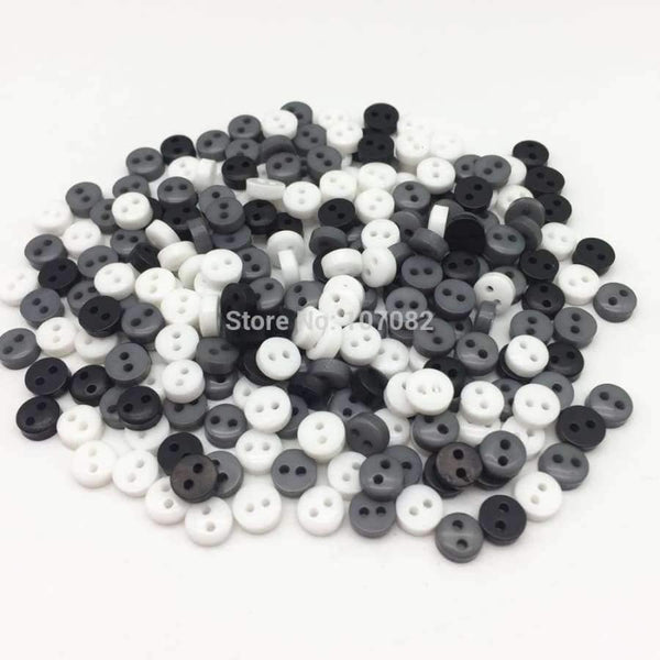 Planet Gates 1000pcs Mixed Black White Grey 6mm Mini Tiny Buttons Resin Round 2 Holes Sewing Doll Clothes Button Scrapbooking Embellishments