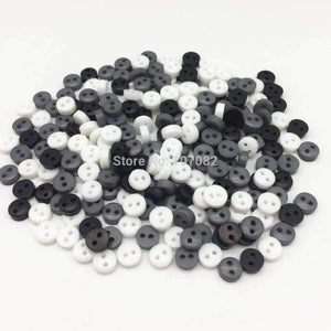Planet Gates 1000pcs Mixed Black White Grey 6mm Mini Tiny Buttons Resin Round 2 Holes Sewing Doll Clothes Button Scrapbooking Embellishments