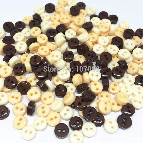 Planet Gates 1000pcs Natural Mixed 6mm Mini Tiny Buttons Resin Round 2 Holes Sewing Accessories Button For Scrapbooking Embellishments