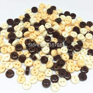 Planet Gates 1000pcs Natural Mixed 6mm Mini Tiny Buttons Resin Round 2 Holes Sewing Accessories Button For Scrapbooking Embellishments