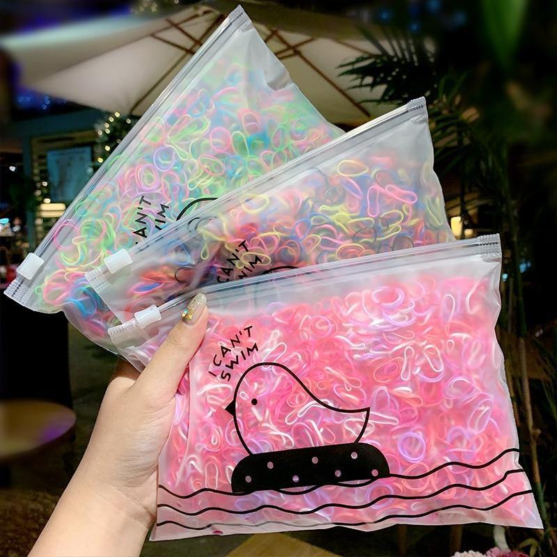 1000pcs/Pack Girls Colorful Small Disposable Rubber Bands Kids Ponytail Holder Elastic Hair Bands Ties Fashion Hair Accessories