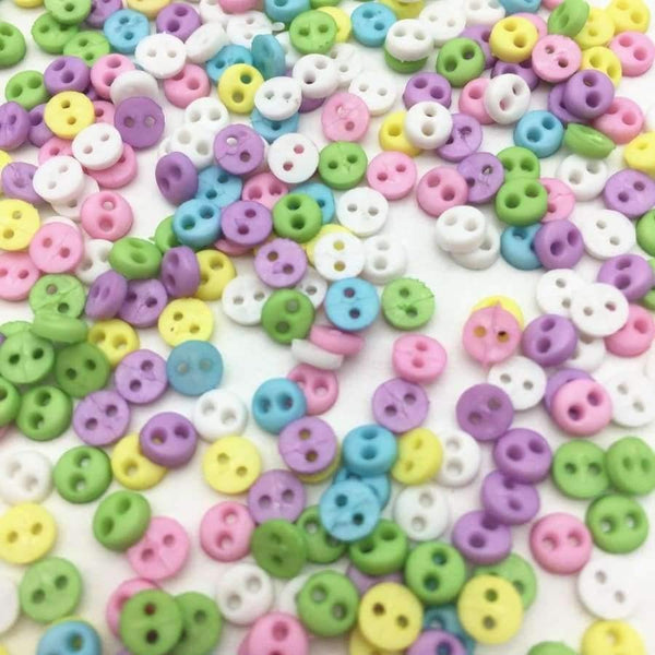 Planet Gates 1000pcs Pastel Mixed 4mm Tiny Mini Sewing Buttons Plastic Round 2 Holes Doll Clothing Button Embellishments DIY Crafts