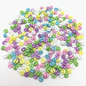 Planet Gates 1000pcs Pastel Mixed 4mm Tiny Mini Sewing Buttons Plastic Round 2 Holes Doll Clothing Button Embellishments DIY Crafts