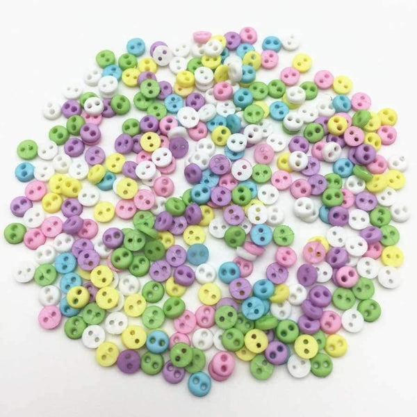 Planet Gates 1000pcs Pastel Mixed 4mm Tiny Mini Sewing Buttons Plastic Round 2 Holes Doll Clothing Button Embellishments DIY Crafts