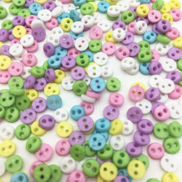 Planet Gates 1000pcs Pastel Mixed 4mm Tiny Mini Sewing Buttons Plastic Round 2 Holes Doll Clothing Button Embellishments DIY Crafts