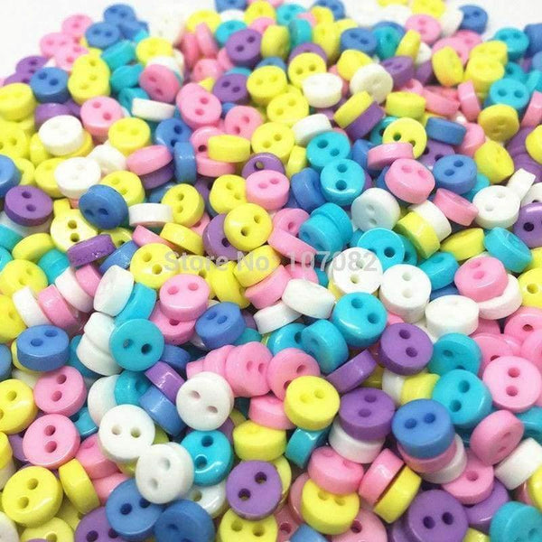 Planet Gates 1000pcs Pastel Mixed 6mm Mini Tiny Buttons Resin Round Sewing Doll Clothes Button Embellishments Scrapbooking Cardmaking